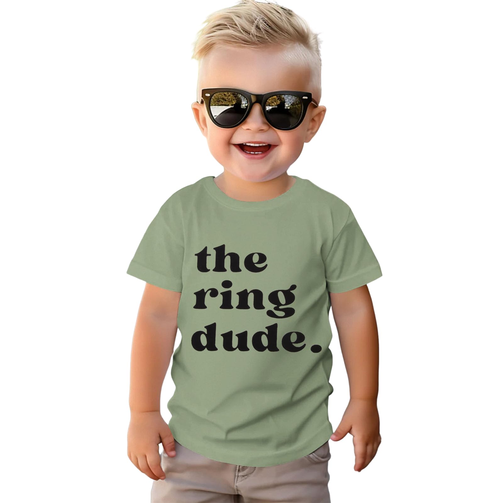 BOUTIKOME The Ring Dude Shirt Toddler Baby Boys Ring Bearer T-Shirt Wedding Tees Bridal Party Short Sleeve Top Summer Clothes