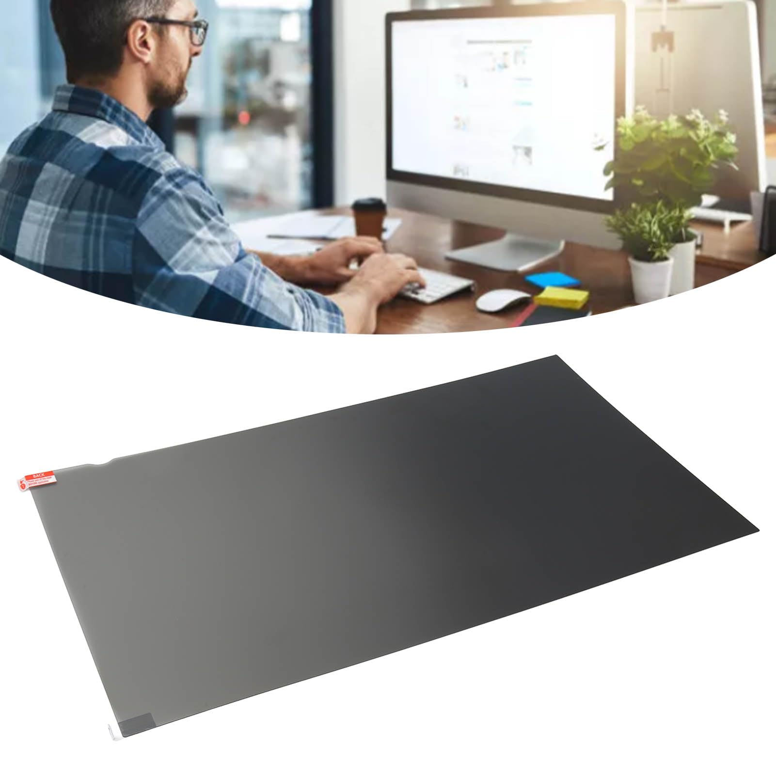 Protector de Pantalla de Escritorio 24 Pulgadas Bloqueo UV Anti Rayos Azules A Prueba Rayones Instalación Fácil Límites ángulo Visión Amplios para Trabajadores Oficina Material PET