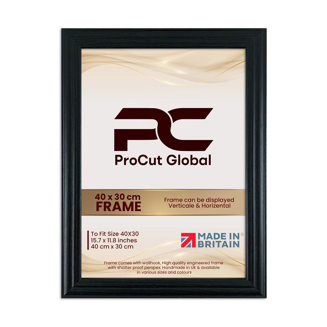 Procut Global 40x30CM Black Picture Frames - Classic Wooden Photo Frame with Shatterproof Perspex for Wall or Tabletop - Perfect for Posters, Certificates & Prints - Sizes & Colors Available โ image 1
