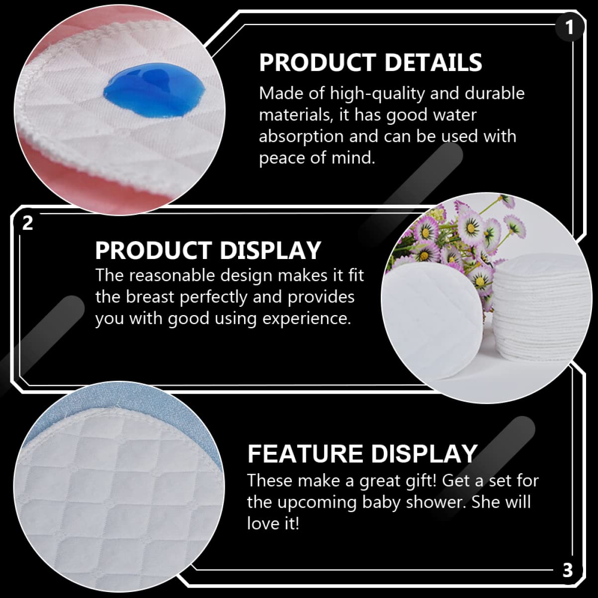 60pcs Washable Reusable Nursing Pads Mom Breast Pads Leak Comfortable for Women Nursing for Women