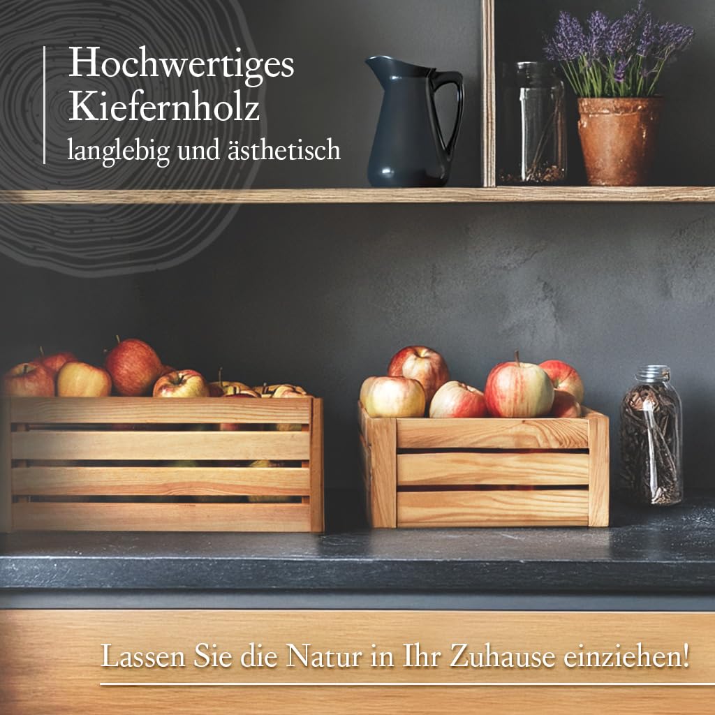 3 Casse In Legno Di Pino Vintage PINEEA 50x40x30cm - Per Frutta, Vino, Libri, Decorazione - Foto 6