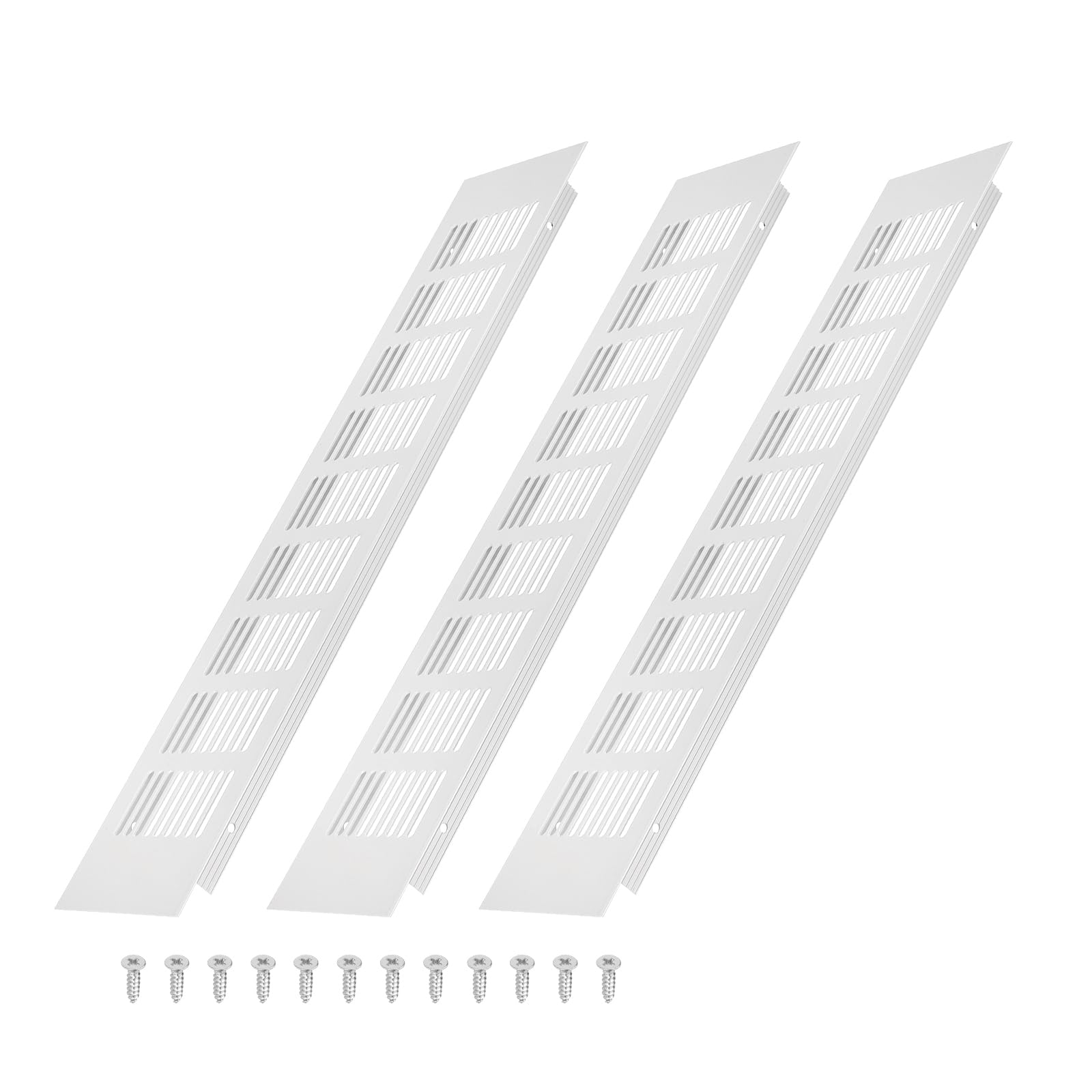 Grille d'aération de porte 40,6 x 7,6 cm en aluminium gris avec vis pour armoire Lot de 3