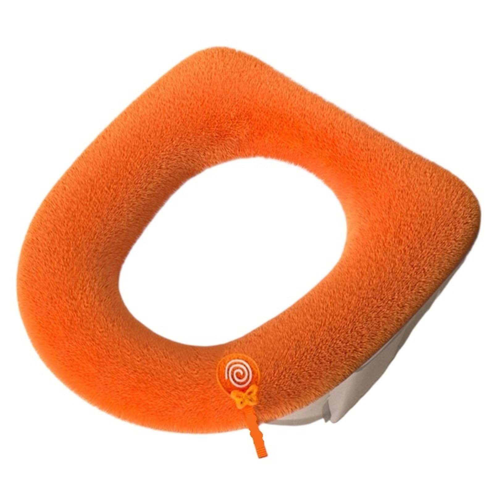 PADGCNOR Soft Toilet Seat Cushion Winter Thicken Toilet Seat Cover Mat Warm Soft Washable Universal Cushion Lid Pad Bathroom Accessories(Orange)