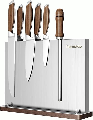 Bloque magnético para cuchillos, soporte magnético de acero inoxidable para encimera de cocina, soporte de almacenamiento de cuchillos magnético de