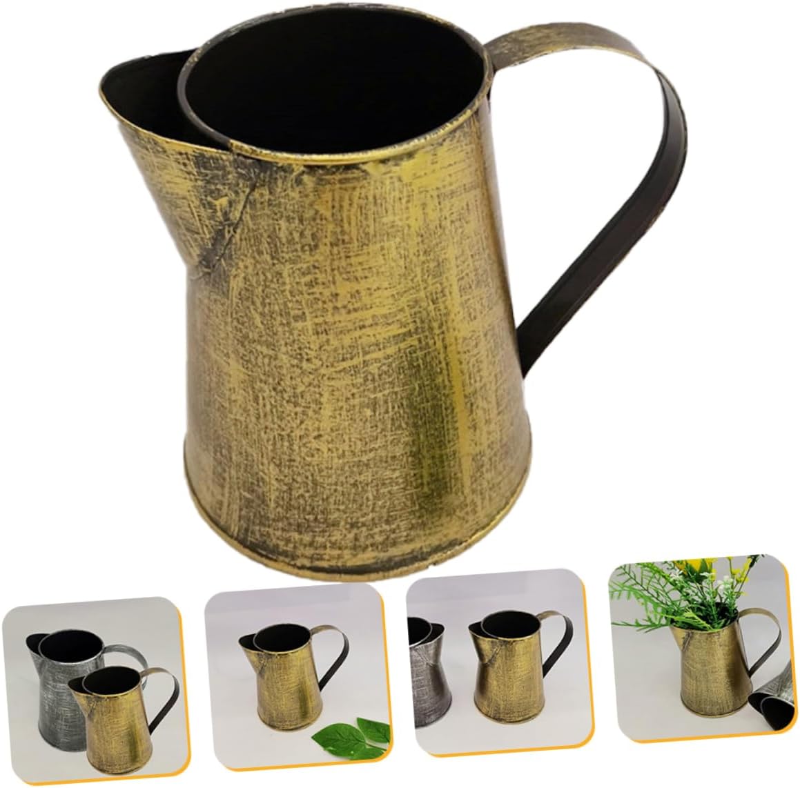 SOLUSTRE Vintage Iron Flower Pot Handle Rustic Pitcher Vase Decorative for Home Garden and Weddings