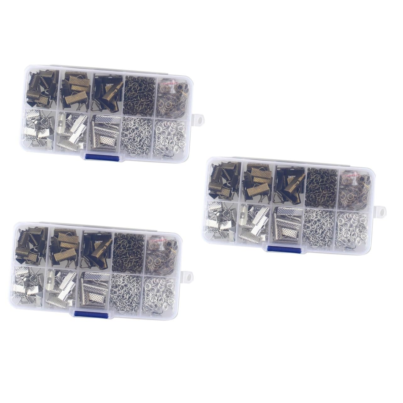 Lurrose 1110pezzi Chiusure Moschettone e Crimpare Per Braccialetti Antico Bronzo e Bianco k Accessori Per Fai Da Te Crimp End Clamps Per Collane e Bracciali Materiale Per Gioielli