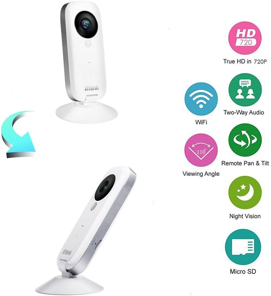 DOHAOOE Ithink I2 1280720P Home Security Surveillance Two-way Talk WiFi Remote Intelligent Infrared Night Vision Smartphone Wireless IP Camera for Pet, Baby, Elderly Care Video Monitoring