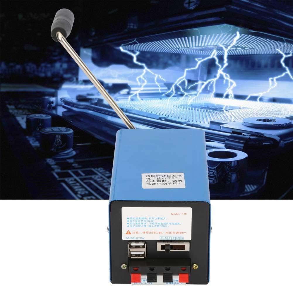 Generatore a manovella portatile 2000 giri/min, strumenti di ricarica USB per viaggi campo