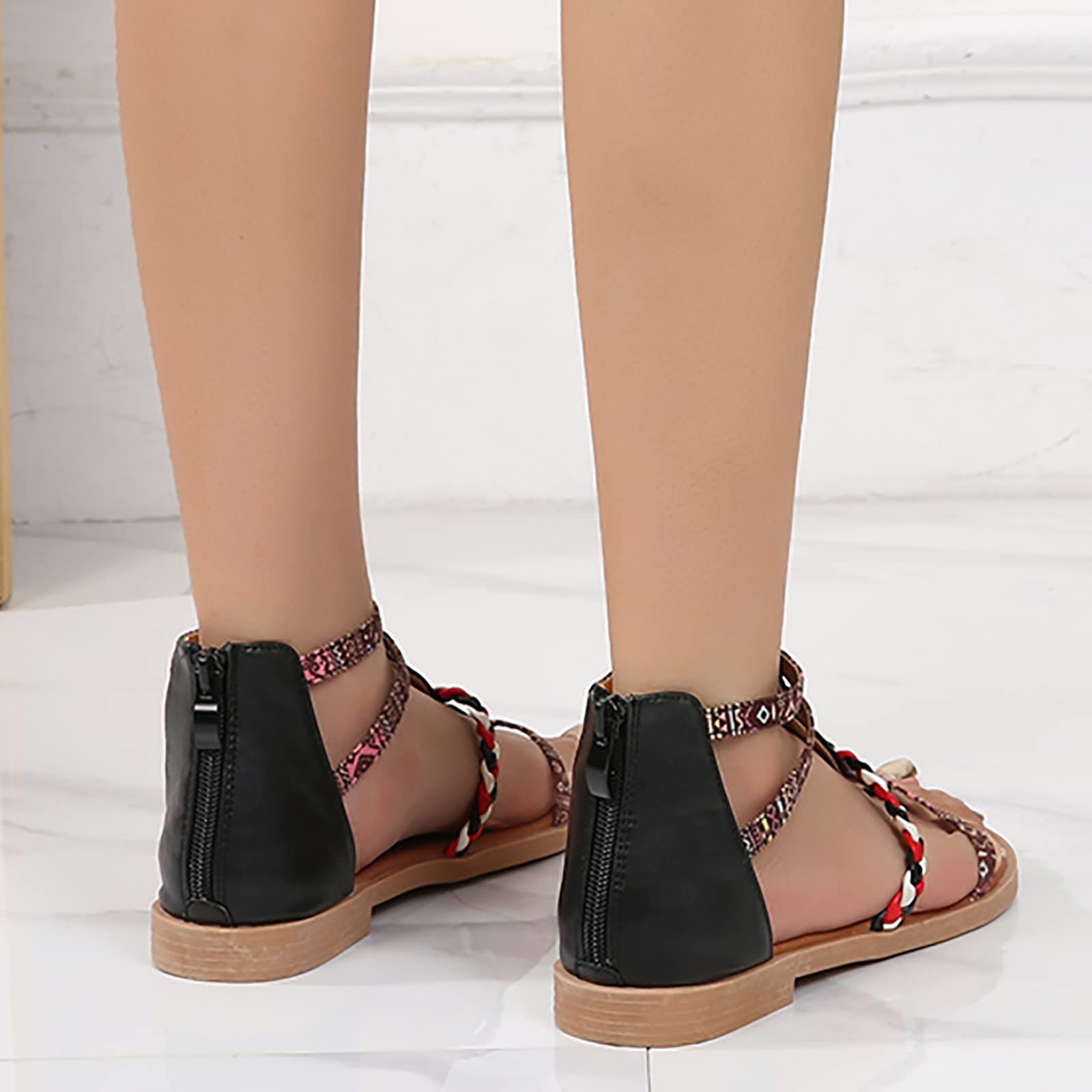 Sandalo Donna Estivo Scarpe Comode Estive Scarpe basse da donna Sandali casual bohémien Sandali da spiaggia Infradito Pianta Larga Comodi Estivi Estive Eleganti Comodi Estivi