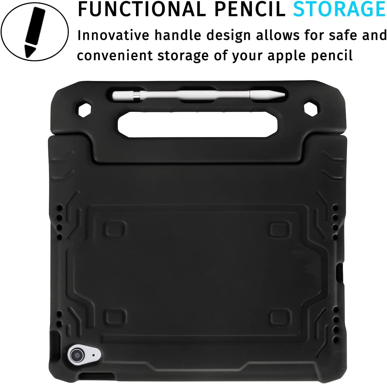HDE Case for iPad 10th Generation 10.9 inch for Kids with Built-in Screen Protector Shockproof Cover with Multi Angle Viewing Handle Stand Black