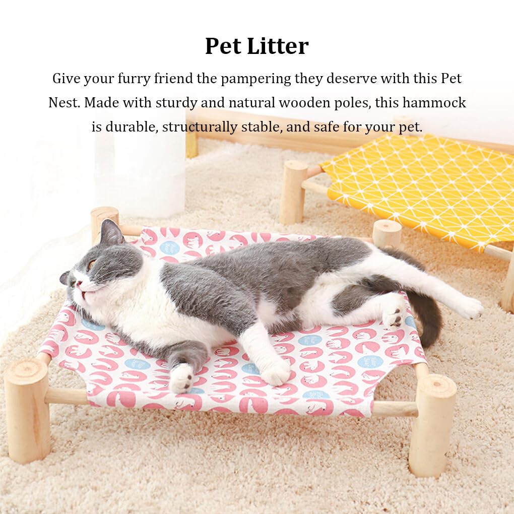 Découvrez la beauté Naturelle du Bois avec Notre hamac en Bois pour Chat. Les poteaux en Bois de Support du lit sont Faits de, Carré Gris, trompette53*48 * 13