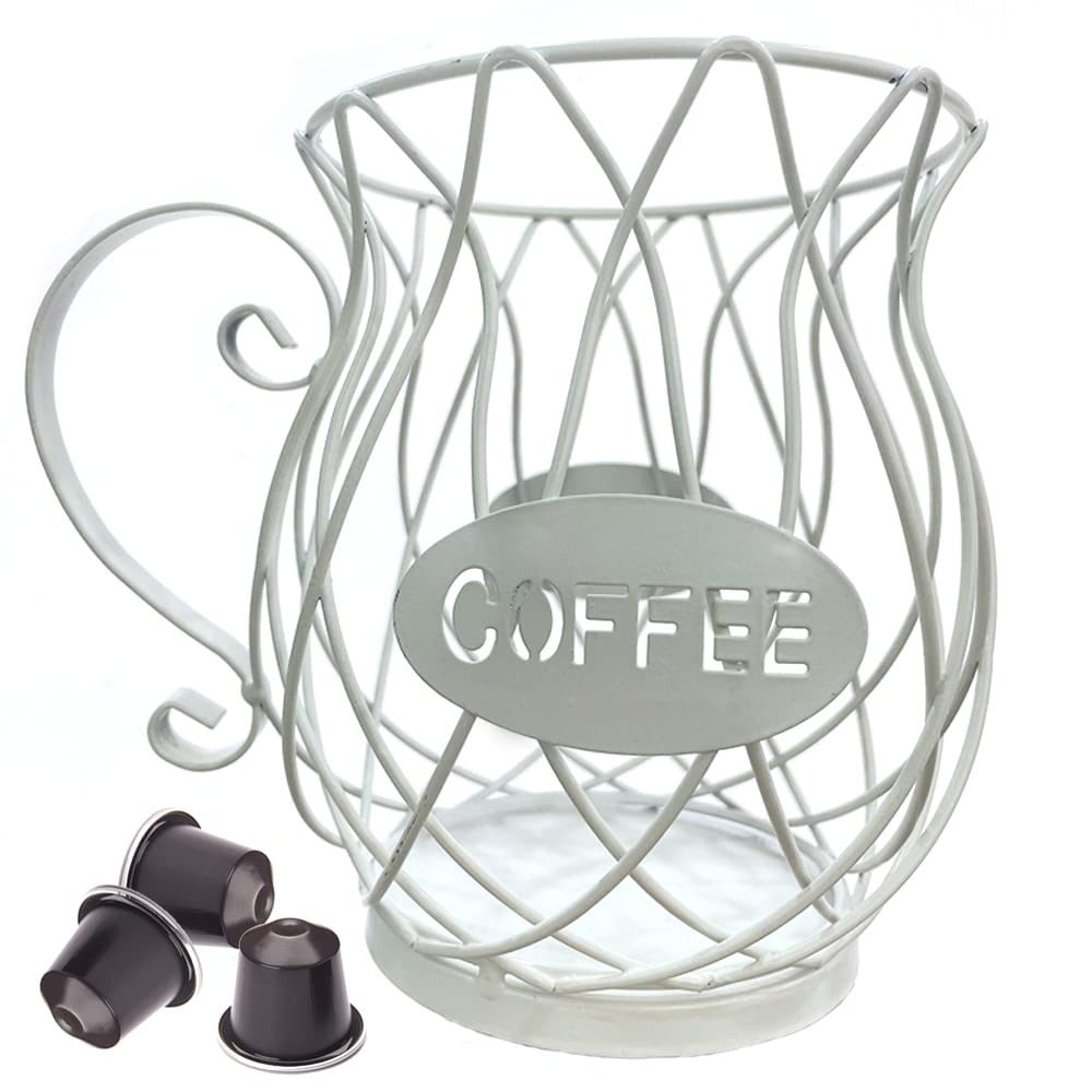 Canasta de almacenamiento de café, Cesta De Cápsulas De Café, Cesta Almacenamiento Cápsulas Café Soporte, Cesta De Almacenamiento De Cápsulas De Café para Cápsulas De Café (Blanco)