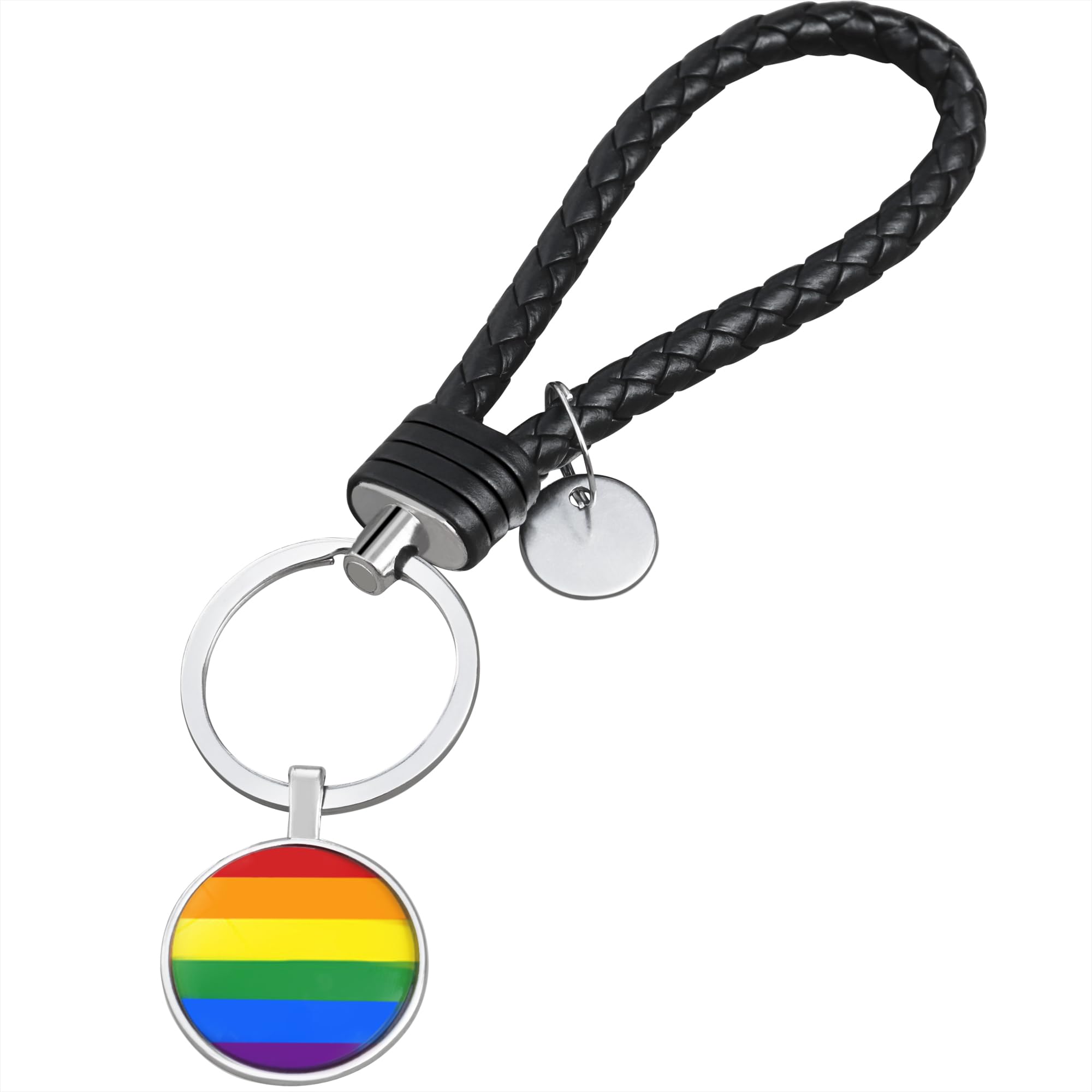 Trixes Multicolour Rainbow Keyring Braided Leather Loop – Pride Accessory – Accessory – Gay Lgbtqia2s+ Pride Day
