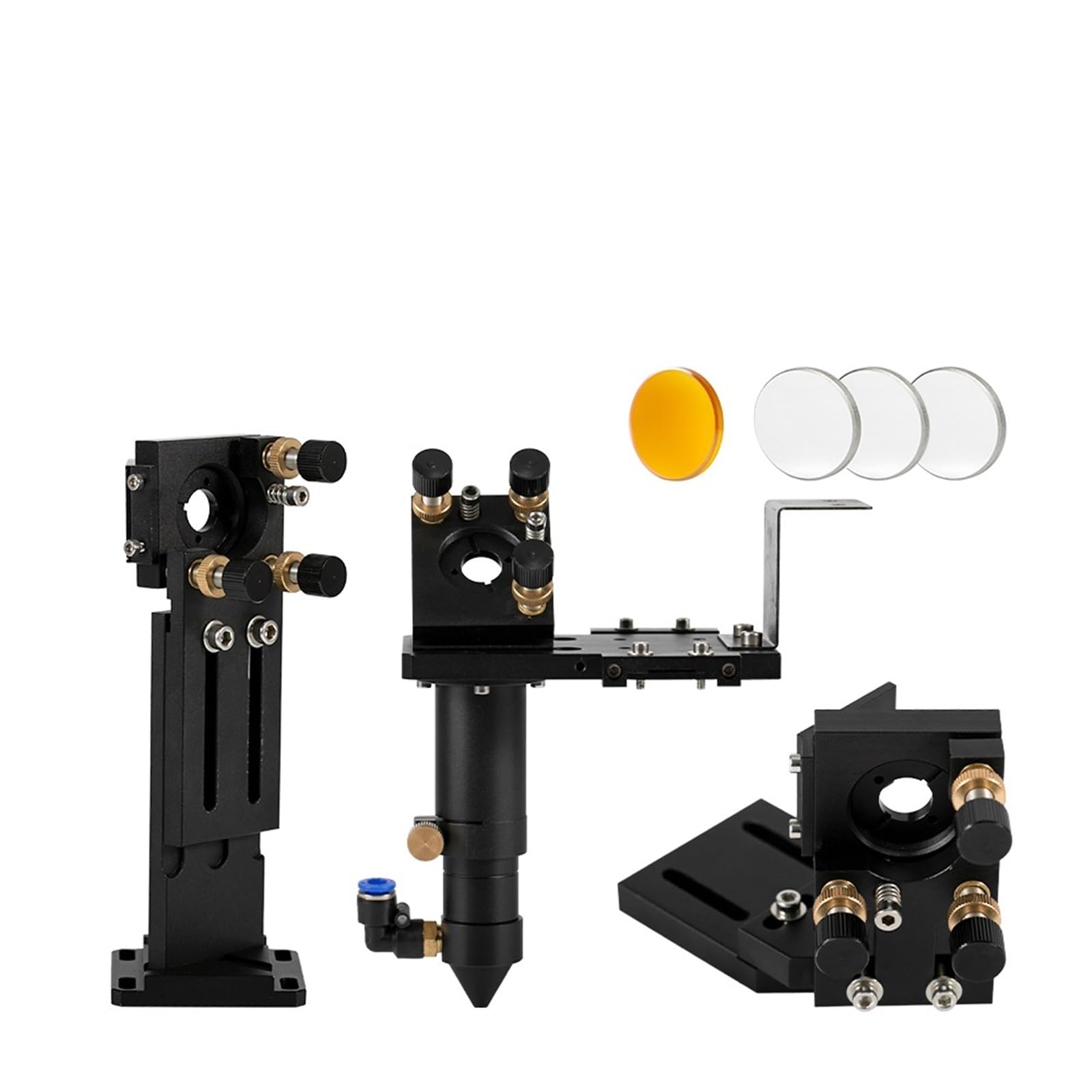 CO2 Laser Head Set + 1 Pcs Focusing Lens + 3 Pcs Si/Mo Mirrors for Engraver Cutting Machine Parts(SetB China with Mo,FL63.5mm)