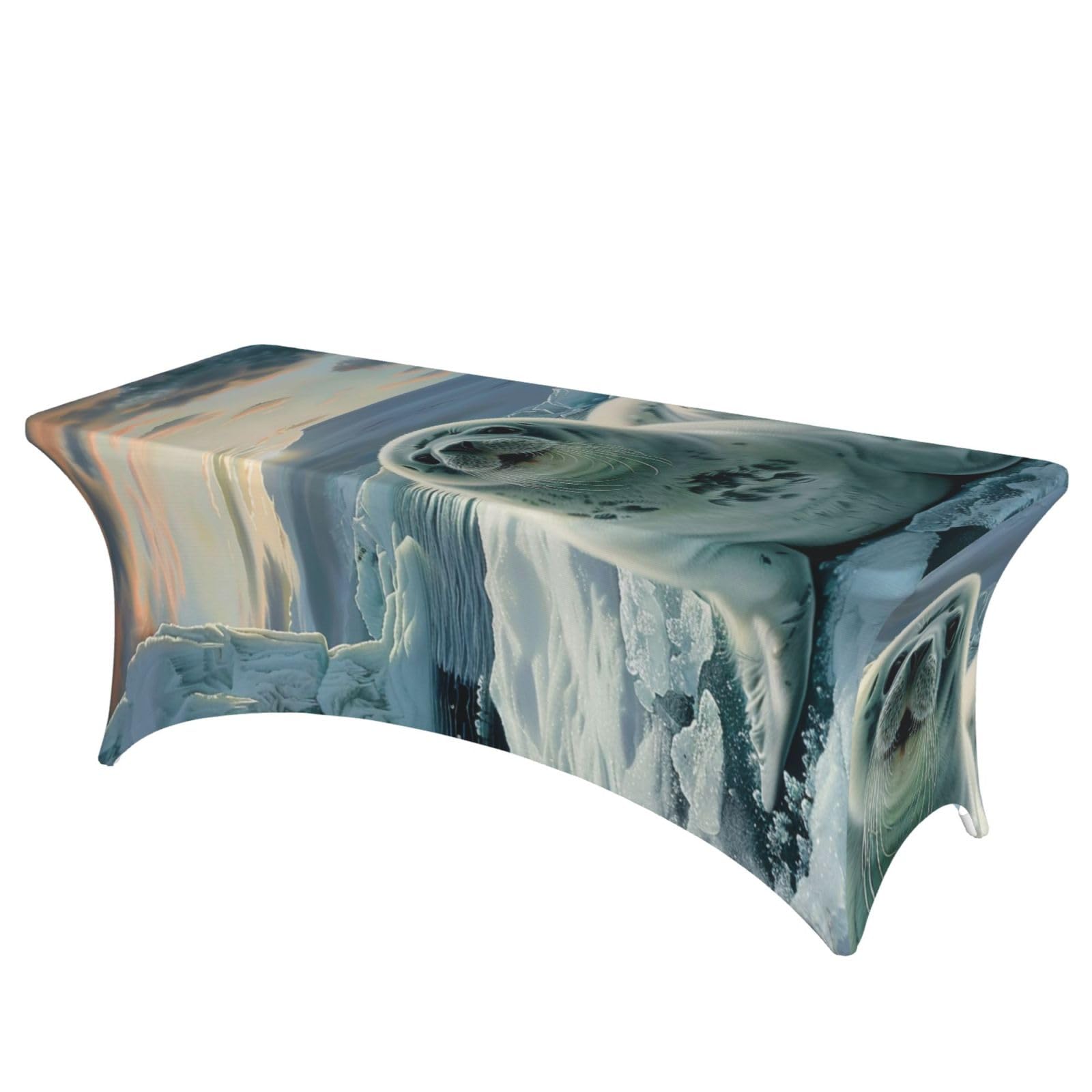 Nappe phoque du Groenland 1,8m avec bords élastiques pour table de salle à manger