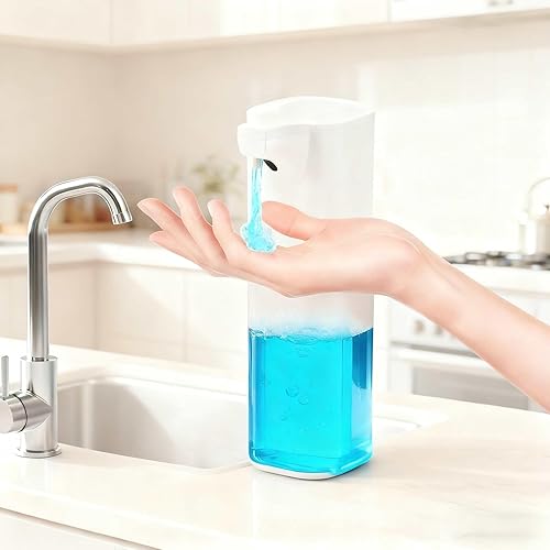 Dispensador automático de jabón líquido, dispensador de jabón sin contacto eléctrico ajustable de 4 niveles, dispensador automático de jabón de