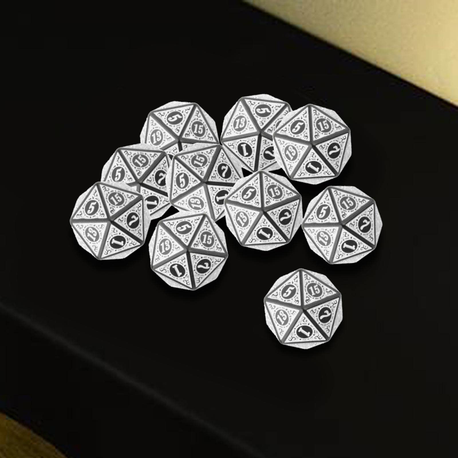 Lot de 10 dés polyédriques résistants à l'usure pour MTG, jouets, cadeau, RPG, blanc, 20 mm