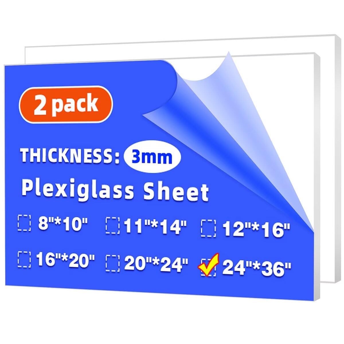 Clear Plexiglass Sheets - 24" x 36" (2 Pack) -1