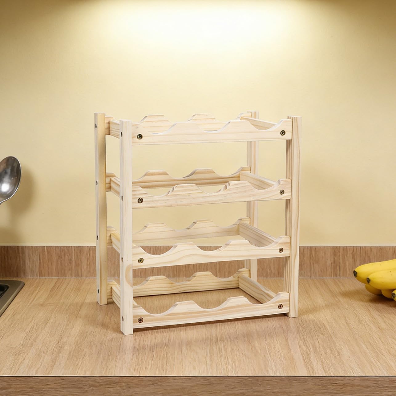 Portabottiglie in Legno Rosso Per Uso Domestico Portabottiglie Decorativo Multistrato Fondo Antiscivolo Per Bottiglie Di Vino E Lattine