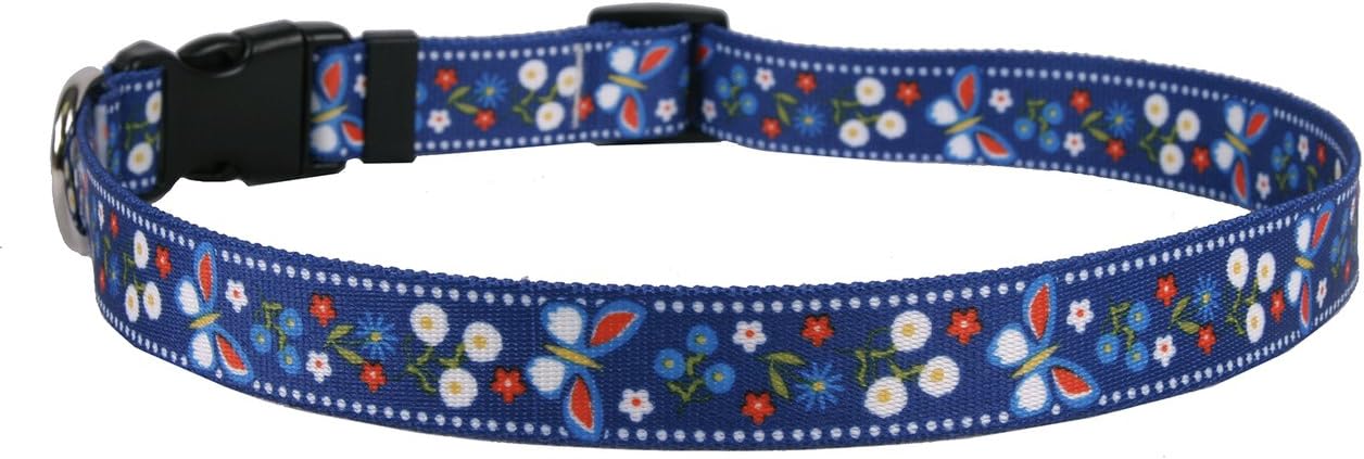 Yellow Dog Design Butterflies Dog Collar 1" Wide and Fits Neck 18 to 28", Large
