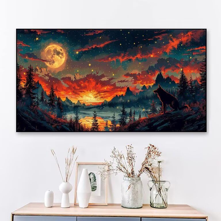 Kit complet diamond painting loup idée cadeau originale loisirs créatifs