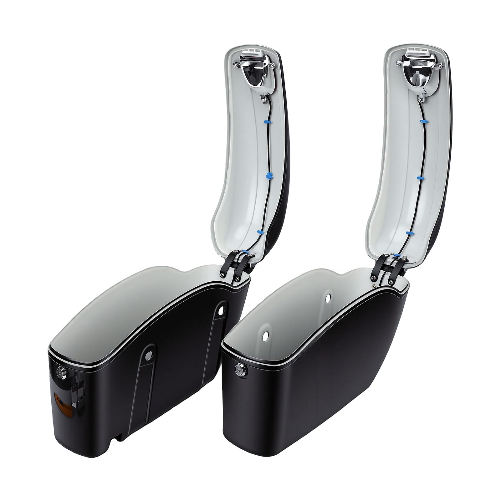 Aramox Borse Laterali Rigide per Moto, Borsa Laterale Rigida da 22 Litri con Chiusura e Apertura Superiore, in Plastica ABS Impermeabile, Nera Lucida, con Indicatori di Direzione,