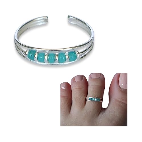 925 Sterling Silver Tiendaite Stone Toe RingKnuckle Ring - Small Adjustabl Dainty Open Ring Handmade by MiYa Jewelry Creations (Tiendaite)