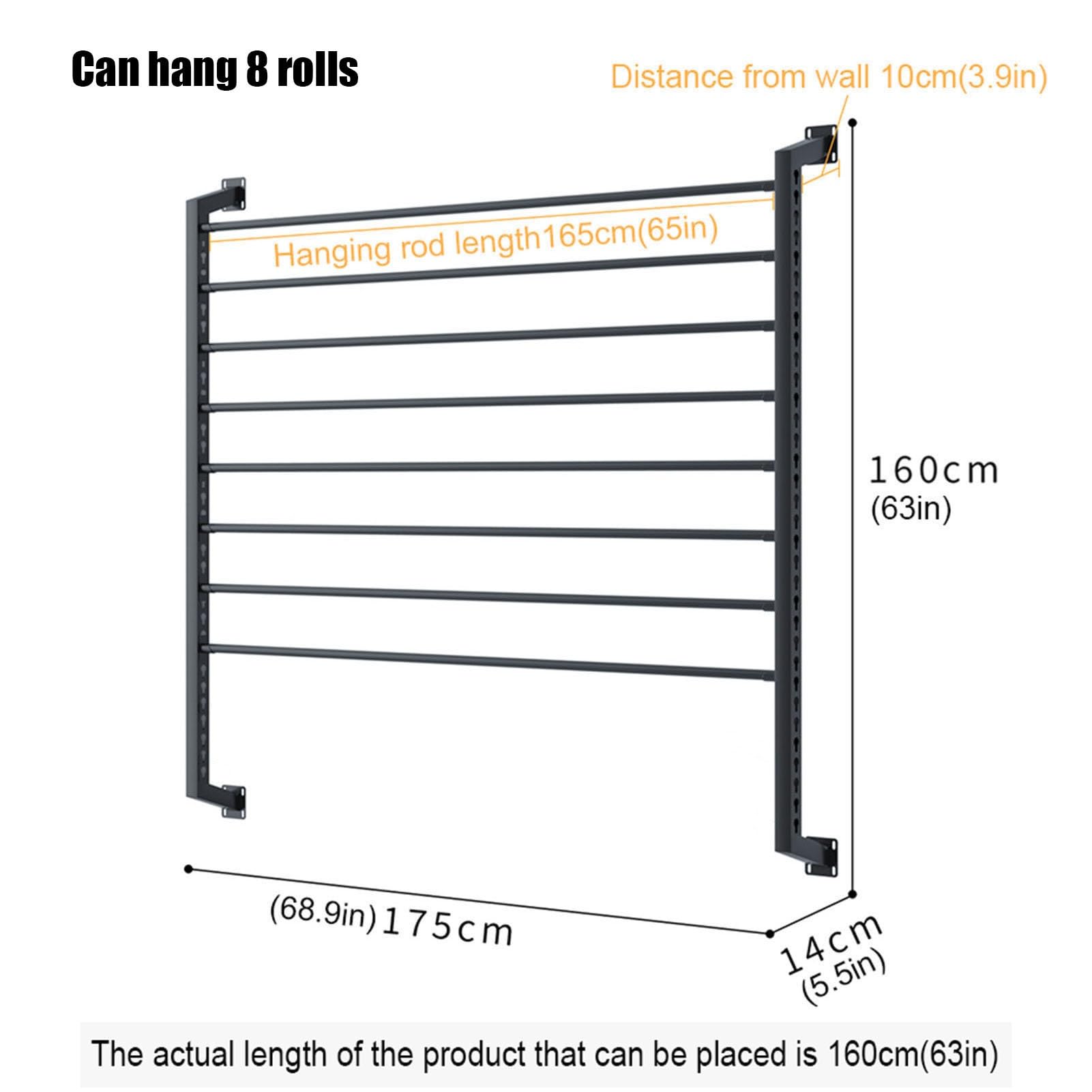 Genérico Soporte de Pared Ajustable para vinilos, láminas Que cambian de Color, Papel Tapiz y Telas. Capacidad para 8 Rollos. Solución de Almacenamiento de Metal Resistente.