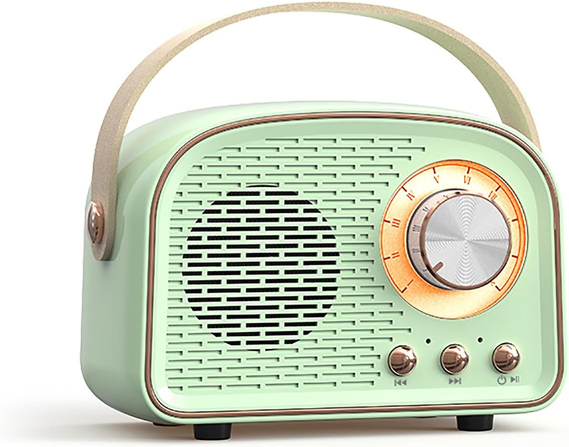 yoerm Retro Style Mini Portable Wireless Bluetooth Speaker for Room Desk Decor and Family Friends Good Gift