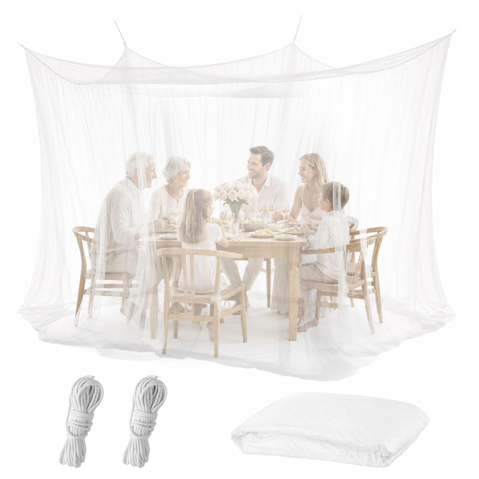 Moustiquaire d'extérieur - 300 x 300 x 250 cm - Protection contre les insectes - Pour tonnelle et camping - Blanc