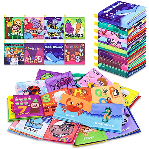 Image of Baby Bath Books - Nontoxic Fabric Soft Baby Cloth Books for Toddler & Infants (6-18 Months) - Pack of 8