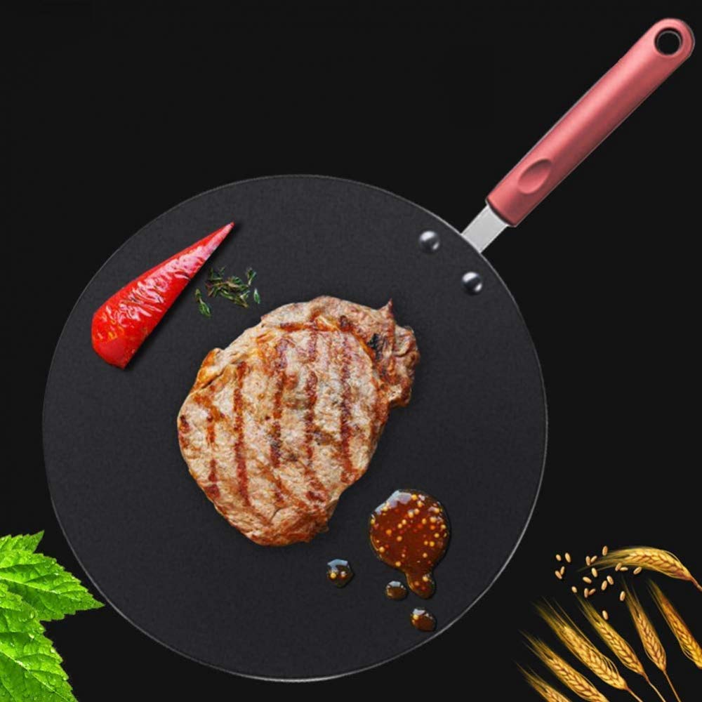 Pfannkuchen-Crepes-Bratpfanne, antihaftbeschichtet, für Steak-Eier, flache Tawa, Haushaltspfannkuchen, Obstwerkzeug, Induktion, nicht kompatibel, regulär, 30 cm