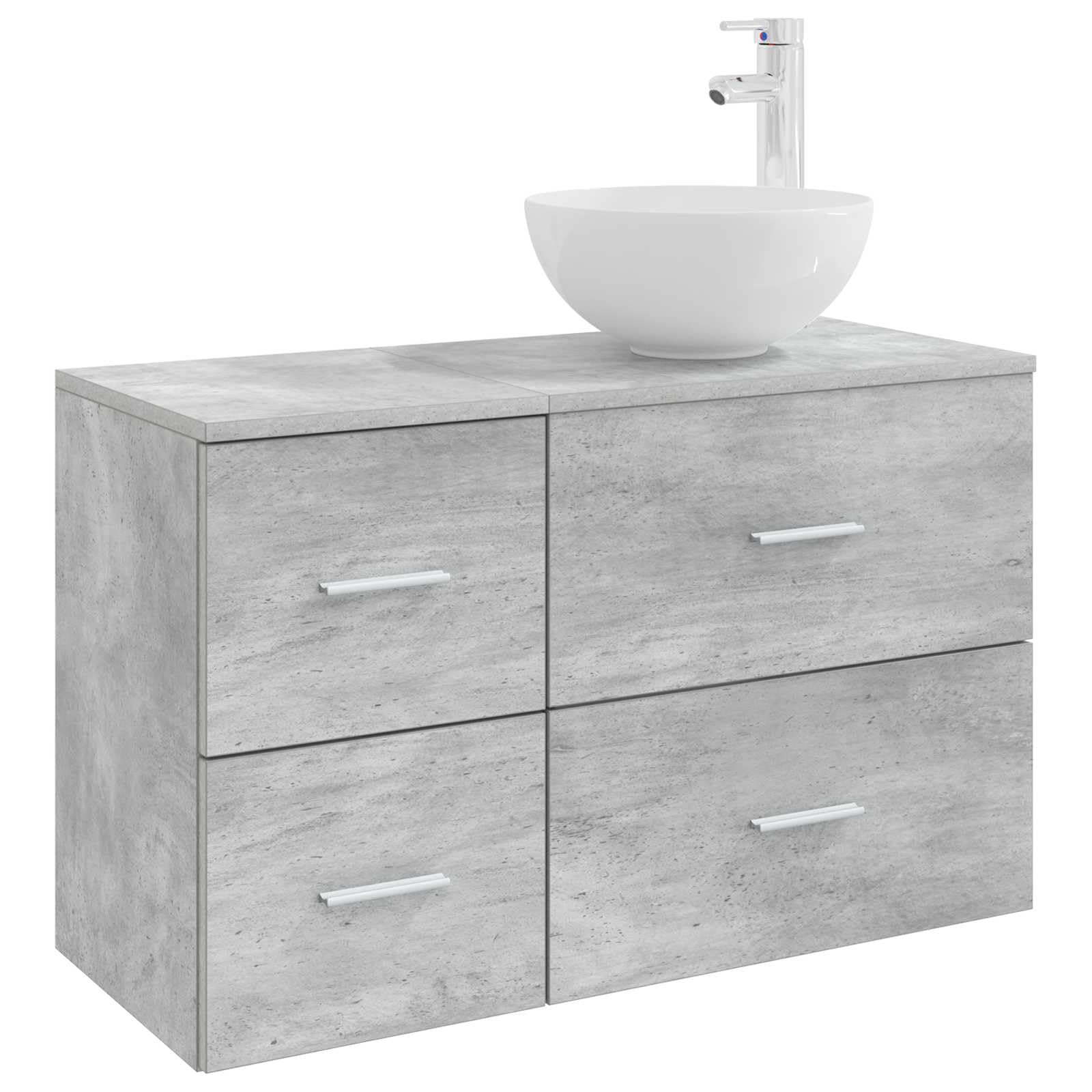 Hothingwell Zestaw mebli łazienkowych 2 szt. Szary Beton 49,5x35x80 cm | Solidne drewno inżynieryjne, przestronne przechowywanie, umywalka pozycjonowana, 2 wiertła w zestawie