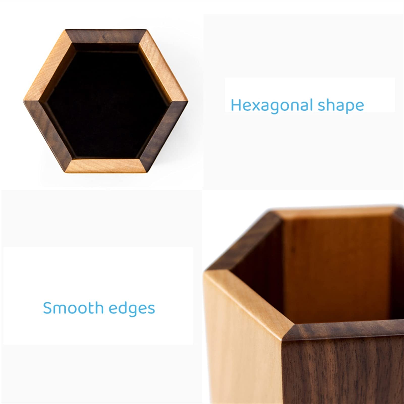 Pot à Crayons Rotatif Hexagonal, Organiseur de Bureau, Pot à Crayons Rotatif à 360 degrés, boîte de Rangement pour stylos et Ciseaux