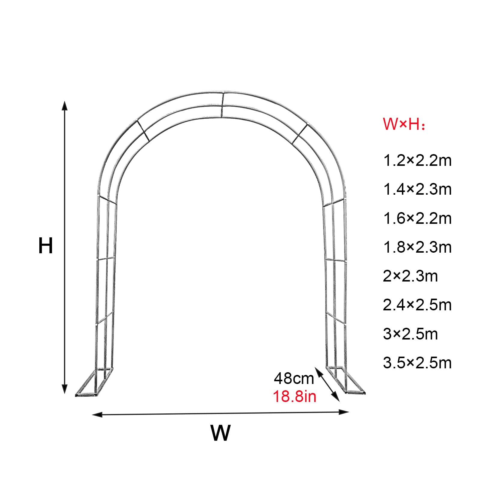 SDdPulse Arco da giardino per esterni, pergolato per piante rampicanti, arco decorativo per rose, arco decorativo in metallo resistente alle intemperie, supporto per piante clematide per rose d'uva, 3