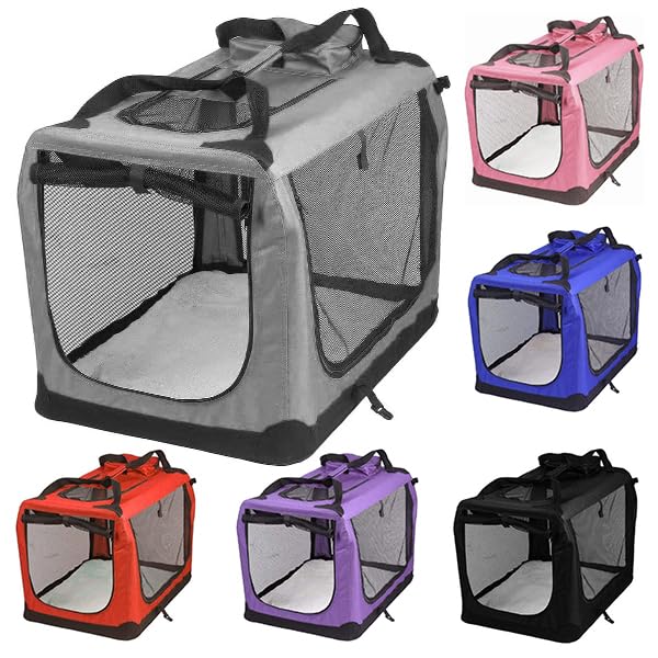 Petbarn Portable Soft Fabric Pet Carrier Folding Dog Cat Puppy Travel Transport Bag (Medium Grey)