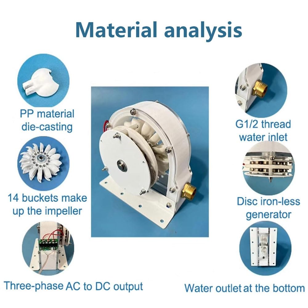 Generador de turbina de agua micro hidráulica de 100 W, rueda de agua hidroeléctrica de baja velocidad, generador de impacto de disco sin núcleo para soluciones de energía doméstica