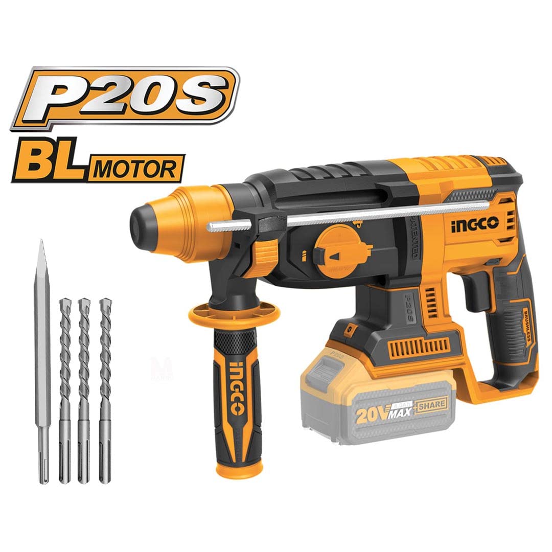 Ingco CRHLI20228 Martello Demolitore Tassellatore Brushless 20 V Sds Plus Nuova Versione Nudo Solo