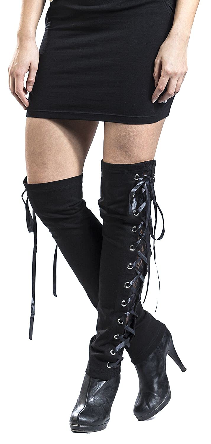Gothicana by EMP Damen schwarze Beinstulpen mit Schnürung