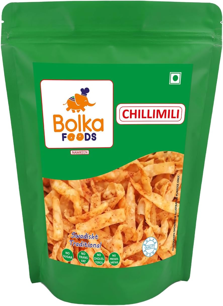 Bolka Foods Spicy Flavoured Chilli Milli, Indian Snacks, Healthy & Delicious, Irresistible Heat and Crunch, Ready to Eat (200 Grams, Pack of 1), Authentic Spicy Diwali Snack, Perfect Tea-Time Treat