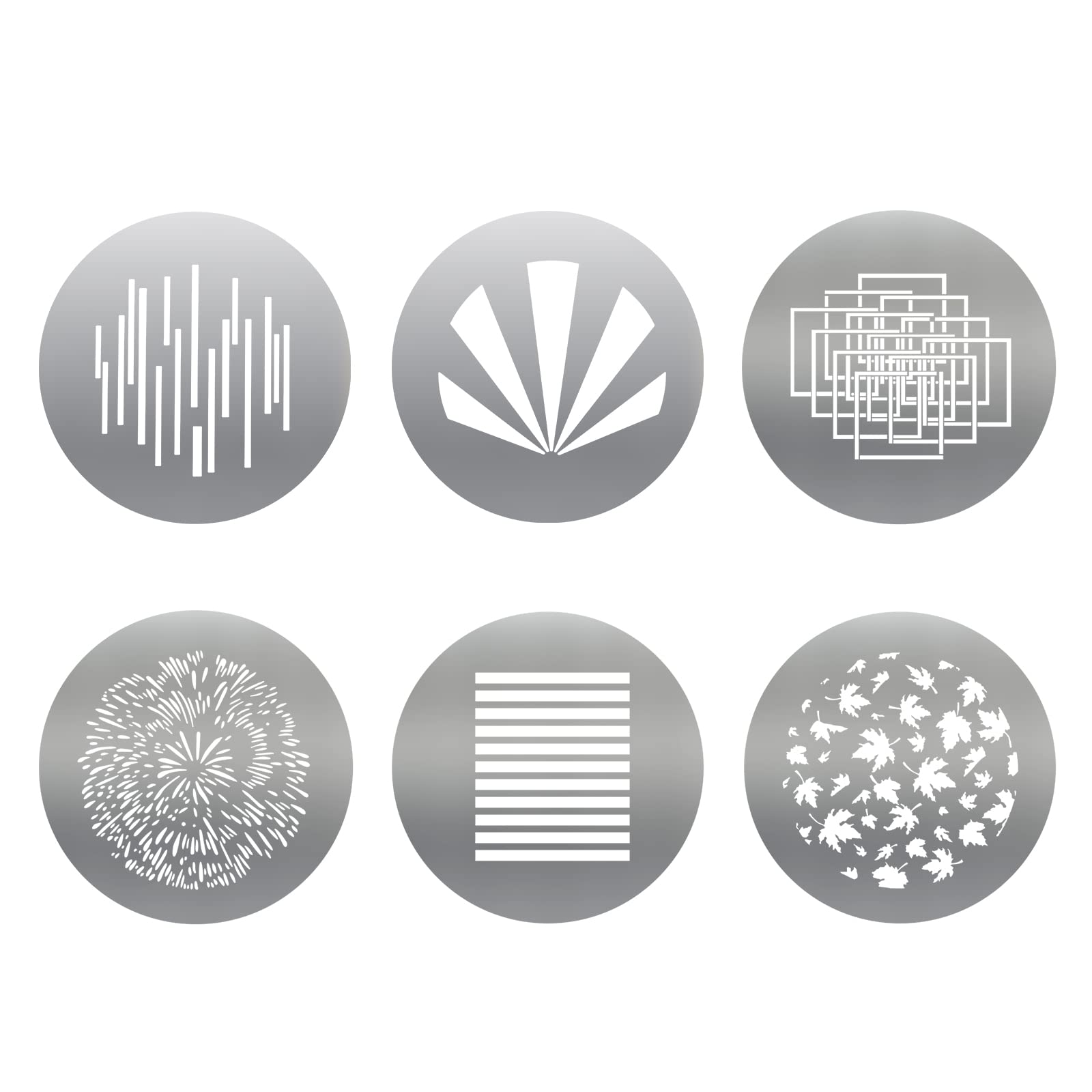 soonphoGOBO 6pcs/Set Gobos Graphics Cards with Hollow Patterns for Bowens Mount Flash Optical Conical Snoot Condenser,Round Shape GOBO Photography Lighting Accessories Shaping Cards(Set 3)