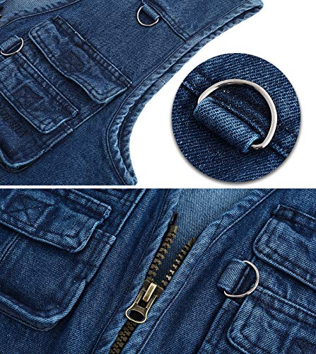 Spanye Mens Outdoor Cargo Vest With 16 Pockets Casual Denim Vest Jacket For Work Travel Photo Fishing Safari M #TOP4
