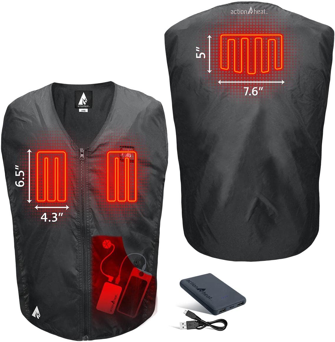 ActionHeat 5V Heated Vest Liner, Wear under any Jacket, Electric Vest for Hiking, Hunting, Outdoors, Motorcycle, Work