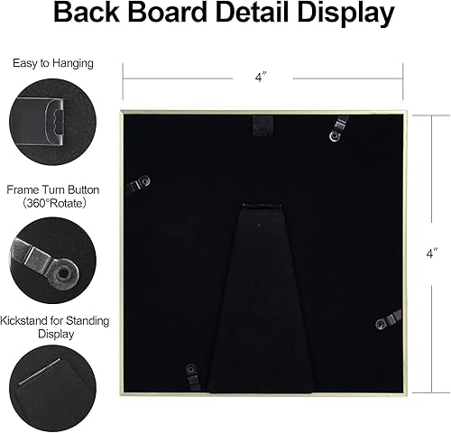Vista 42 de Marco de fotos de 4 x 6 pulgadas, color dorado mate, moderno, simple, delgado, de aluminio, con vidrio real HD, pantalla para collage de mesa