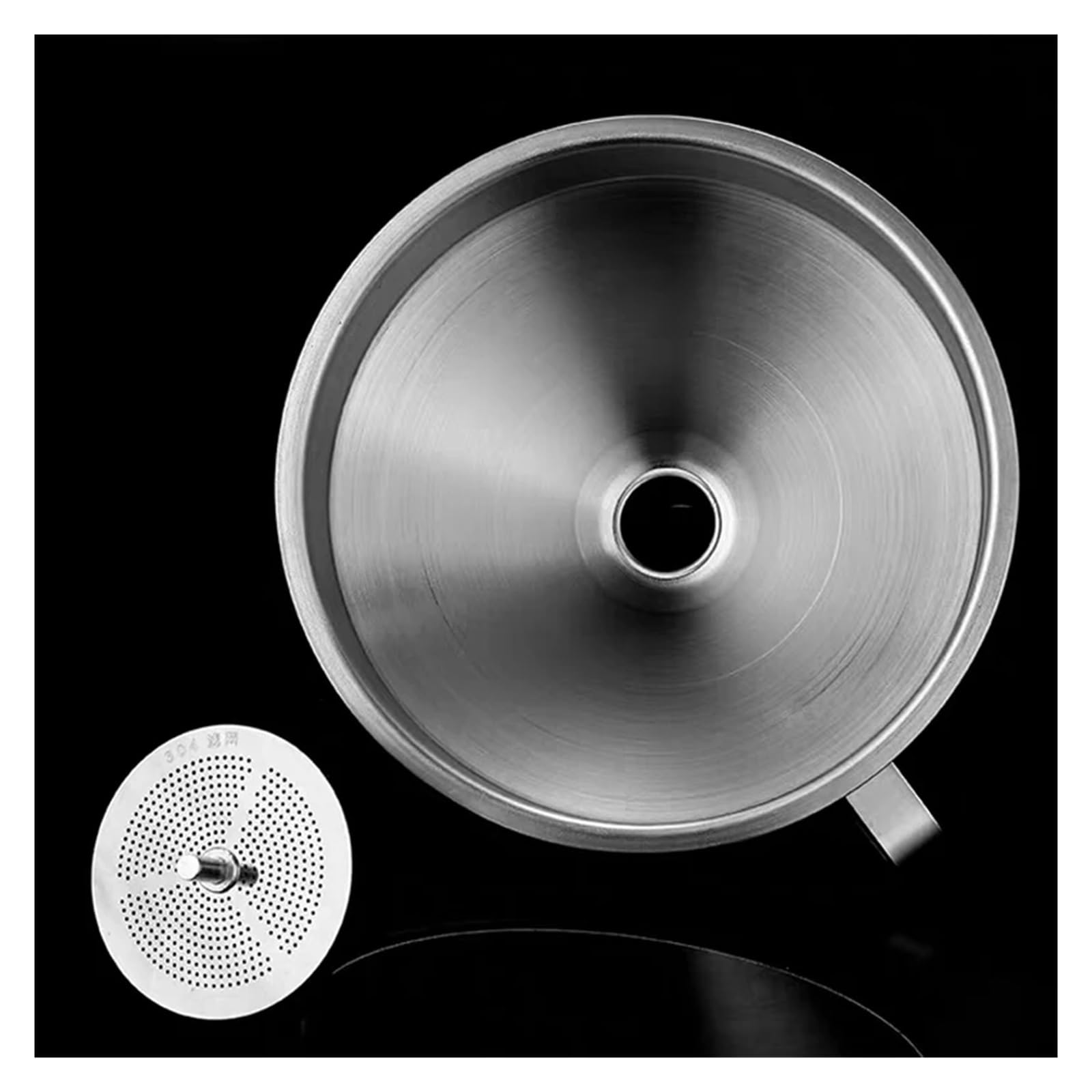 embudo de petaca Embudo de cocina Embudo de acero inoxidable, embudo for líquidos y aceite de cocina, embudo de Metal con filtro desmontable, embudo de boca ancha for enlatar herramientas de cocina(La