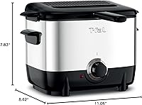 Vista 7 de T-fal Mini freidora, freidora de acero inoxidable con canasta, 1 litro, control de temperatura versátil, 900 vatios, control de temperatura, fácil
