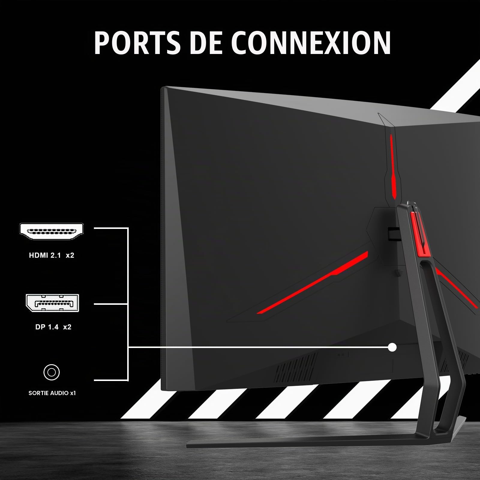 Itek Moniteur GGC - 32" Incurvé, 2560x1440 QHD, Panneau VA 240Hz, Réponse 1ms, Connexions 2xHDMI et 2xDP, HDR 400, Adapt Sync