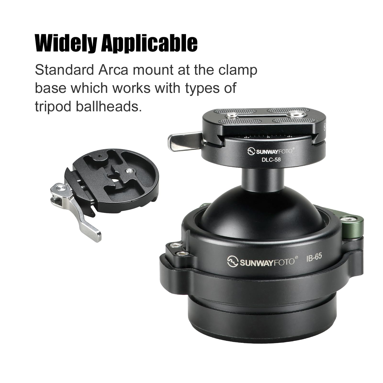 SUNWAYFOTO 58 mm Discal-Hebelklemme und Arca Swiss-Plattensatz, mit 1/4-20- und 3/8-16-Schrauben (DLC-58+DP-58)
