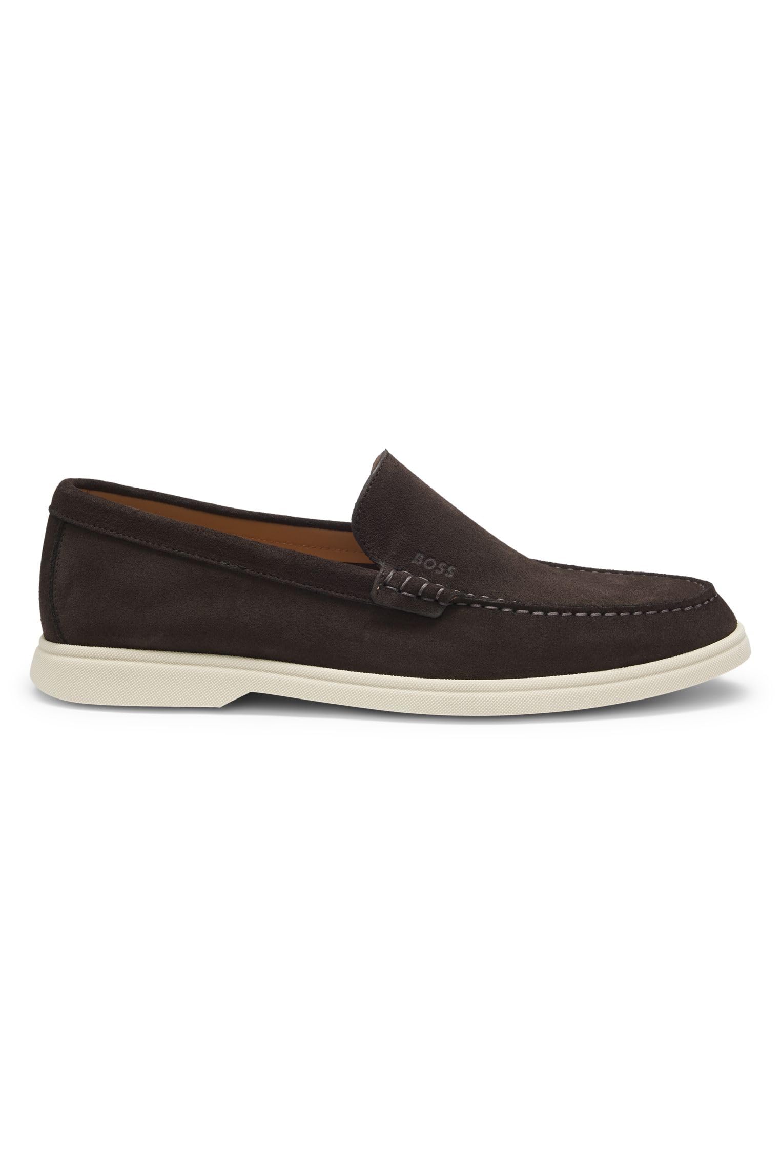 BOSS Mens Sienne Loaf Suede Loafers with Embossed Logo Size 6