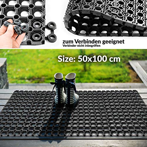 Ringgummimatte 100×150 Cm – 23 Mm Stark – Rutschhemmend, Wetterfest & Zuschneidbar – Für Eingang, Werkstatt & Außenbereich